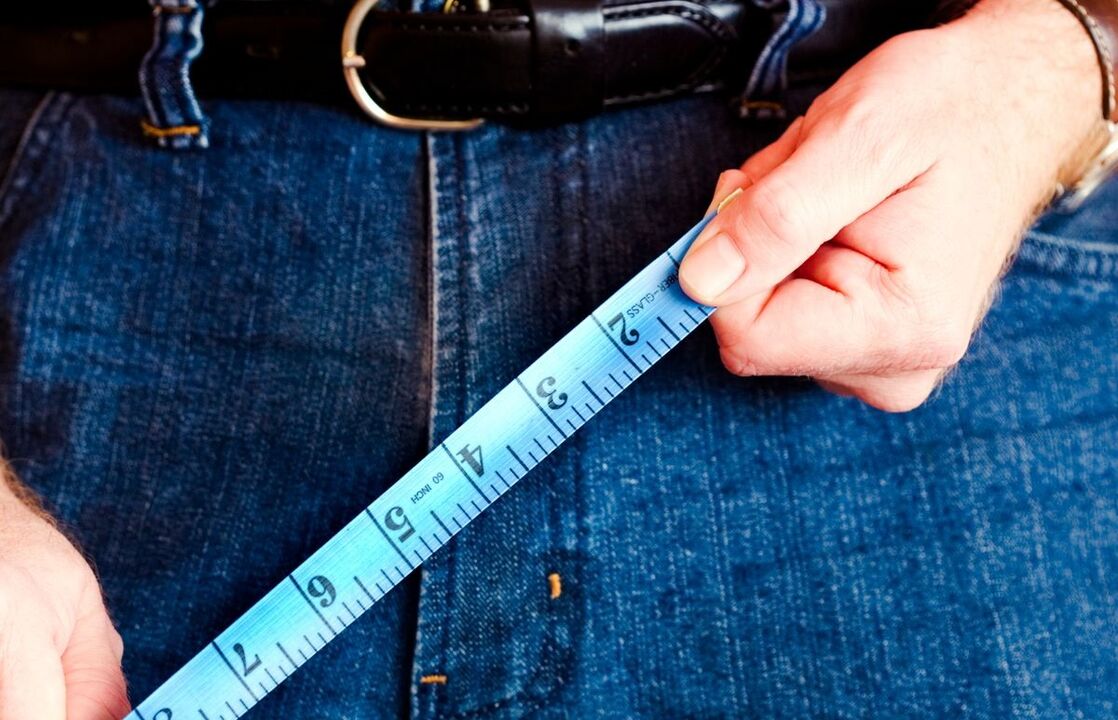 Vermessung des Penis vor der Vergrößerung.
